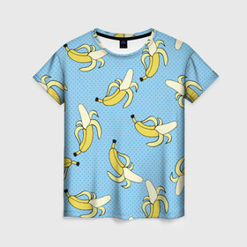 Женская футболка 3D с принтом Banana art в Петрозаводске, 100% полиэфир ( синтетическое хлопкоподобное полотно) | прямой крой, круглый вырез горловины, длина до линии бедер | banana | pop art | банан | бананы | поп арт