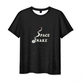 Мужская футболка 3D с принтом Space snake в Петрозаводске, 100% полиэфир | прямой крой, круглый вырез горловины, длина до линии бедер | bite | cyborg snake | rick and morty | ship | snakes | space snake | vdgerir | рик и морти