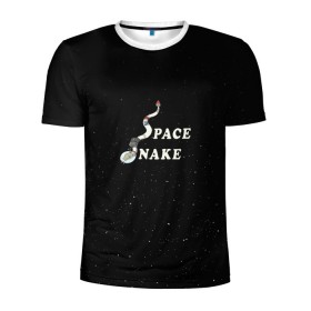 Мужская футболка 3D спортивная с принтом Space snake в Петрозаводске, 100% полиэстер с улучшенными характеристиками | приталенный силуэт, круглая горловина, широкие плечи, сужается к линии бедра | Тематика изображения на принте: bite | cyborg snake | rick and morty | ship | snakes | space snake | vdgerir | рик и морти