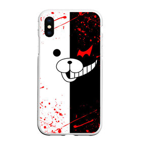 Чехол для iPhone XS Max матовый с принтом MONOKUMA в Петрозаводске, Силикон | Область печати: задняя сторона чехла, без боковых панелей | anime | bear | black  white | danganronpa | kurokuma | monodam | monokuma | monomi | monotaro | rabbit | school | shirokuma | аниме | главарь | мoноми | монокума | черно белый | школа