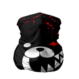 Бандана-труба 3D с принтом MONOKUMA в Петрозаводске, 100% полиэстер, ткань с особыми свойствами — Activecool | плотность 150‒180 г/м2; хорошо тянется, но сохраняет форму | Тематика изображения на принте: anime | bear | black  white | danganronpa | kurokuma | monodam | monokuma | monomi | monotaro | rabbit | school | shirokuma | аниме | главарь | мoноми | монокума | черно белый | школа