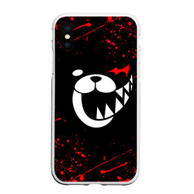 Чехол для iPhone XS Max матовый с принтом MONOKUMA в Петрозаводске, Силикон | Область печати: задняя сторона чехла, без боковых панелей | anime | bear | black  white | danganronpa | kurokuma | monodam | monokuma | monomi | monotaro | rabbit | school | shirokuma | аниме | главарь | мoноми | монокума | черно белый | школа