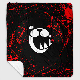 Плед с рукавами с принтом MONOKUMA в Петрозаводске, 100% полиэстер | Закругленные углы, все края обработаны. Ткань не мнется и не растягивается. Размер 170*145 | anime | bear | black  white | danganronpa | kurokuma | monodam | monokuma | monomi | monotaro | rabbit | school | shirokuma | аниме | главарь | мoноми | монокума | черно белый | школа