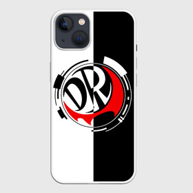 Чехол для iPhone 13 с принтом Монокума логотип в Петрозаводске,  |  | anime | bear | black  white | danganronpa | kurokuma | monodam | monokuma | monomi | monotaro | rabbit | school | shirokuma | аниме | главарь | мoноми | монокума | черно белый | школа