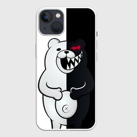 Чехол для iPhone 13 с принтом Монокума схватился за живот в Петрозаводске,  |  | anime | bear | black  white | danganronpa | kurokuma | monodam | monokuma | monomi | monotaro | rabbit | school | shirokuma | аниме | главарь | мoноми | монокума | черно белый | школа