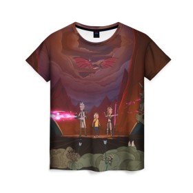 Женская футболка 3D с принтом Dragon Rescuers в Петрозаводске, 100% полиэфир ( синтетическое хлопкоподобное полотно) | прямой крой, круглый вырез горловины, длина до линии бедер | 4 сезон | dsgnosadchaya | rick  morty | джастин ройланд | дракон | дэн хармон | миссикс | плюмбус | рик и морти | саммер