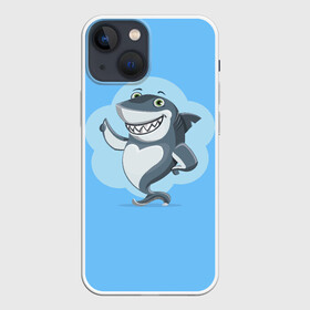 Чехол для iPhone 13 mini с принтом Акула с улыбкой в Петрозаводске,  |  | shark | акула | весёлый | вода | животное | зубы | милый | море | океан | опасный | палец вверх | подводный | природа | рыба | синий | смешной | улыбка | хищник | хищное