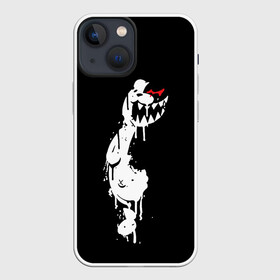 Чехол для iPhone 13 mini с принтом MONOKUMA в темноте в Петрозаводске,  |  | anime | bear | black | danganronpa | japan | monokuma | white | аниме | белое | медведь | монокума | черное | япония