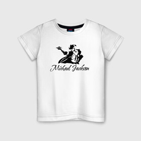 Детская футболка хлопок с принтом Танцующий в Петрозаводске, 100% хлопок | круглый вырез горловины, полуприлегающий силуэт, длина до линии бедер | Тематика изображения на принте: майкл джексон чёрно белый силуэт