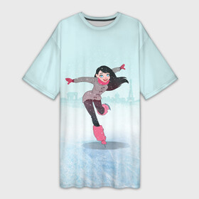 Платье-футболка 3D с принтом Фигурное катание в Петрозаводске,  |  | figure skating | коньки | конькобежный спорт | фигурное катание