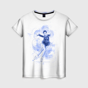 Женская футболка 3D с принтом Фигурное катание в Петрозаводске, 100% полиэфир ( синтетическое хлопкоподобное полотно) | прямой крой, круглый вырез горловины, длина до линии бедер | figure skating | коньки | конькобежный спорт | фигурное катание