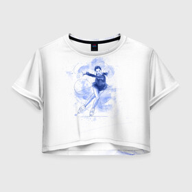 Женская футболка Crop-top 3D с принтом Фигурное катание в Петрозаводске, 100% полиэстер | круглая горловина, длина футболки до линии талии, рукава с отворотами | figure skating | коньки | конькобежный спорт | фигурное катание
