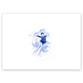 Поздравительная открытка с принтом Фигурное катание в Петрозаводске, 100% бумага | плотность бумаги 280 г/м2, матовая, на обратной стороне линовка и место для марки
 | figure skating | коньки | конькобежный спорт | фигурное катание