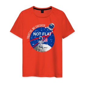 Мужская футболка хлопок с принтом Not flat в Петрозаводске, 100% хлопок | прямой крой, круглый вырез горловины, длина до линии бедер, слегка спущенное плечо. | nasa | science | астронавт | астрономия | венера | земля | космонавт | космос | наука | научный | планеты | юпитер