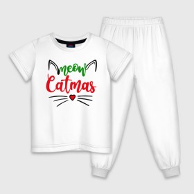 Детская пижама хлопок с принтом Meow Catmas в Петрозаводске, 100% хлопок |  брюки и футболка прямого кроя, без карманов, на брюках мягкая резинка на поясе и по низу штанин
 | 