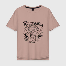 Мужская футболка хлопок Oversize с принтом Камчатка в Петрозаводске, 100% хлопок | свободный крой, круглый ворот, “спинка” длиннее передней части | камчатка | медведь | природа | путешествие | путешествие по россии