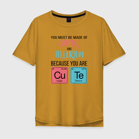 Мужская футболка хлопок Oversize с принтом Copper and Tellurium в Петрозаводске, 100% хлопок | свободный крой, круглый ворот, “спинка” длиннее передней части | cute | science | металл | наука | научный юмор | переодическая система | таблица | таблица менделеева | химические элементы | химия | юмор
