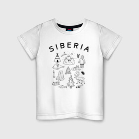 Детская футболка хлопок с принтом Siberia в Петрозаводске, 100% хлопок | круглый вырез горловины, полуприлегающий силуэт, длина до линии бедер | животные | природа | путешествия | россия | сибирский округ | сибирь