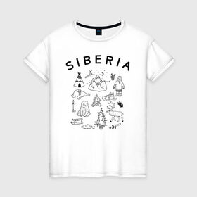 Женская футболка хлопок с принтом Siberia в Петрозаводске, 100% хлопок | прямой крой, круглый вырез горловины, длина до линии бедер, слегка спущенное плечо | животные | природа | путешествия | россия | сибирский округ | сибирь