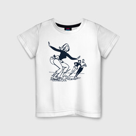 Детская футболка хлопок с принтом катание на льду в Петрозаводске, 100% хлопок | круглый вырез горловины, полуприлегающий силуэт, длина до линии бедер | зимний спорт | катание на льду | коньки | конькобежный спорт | фигурное катание