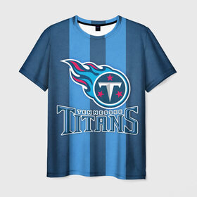 Мужская футболка 3D с принтом Tennessee Titans в Петрозаводске, 100% полиэфир | прямой крой, круглый вырез горловины, длина до линии бедер | tennessee titans | американский футбол | мяч | теннесси тайтенс | футбол