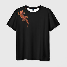 Мужская футболка 3D с принтом Ручной геккон в Петрозаводске, 100% полиэфир | прямой крой, круглый вырез горловины, длина до линии бедер | варан | геккон | домашнее животное | игуана | любимец | люблю животных | милая ящерка | милый зверек | мой дракон | пресмыкающиеся | ручная ящерица | ручной геккон | ручной дракон | ручной зверек