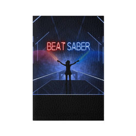 Обложка для паспорта матовая кожа с принтом Beat Saber в Петрозаводске, натуральная матовая кожа | размер 19,3 х 13,7 см; прозрачные пластиковые крепления | 3d | 3д | beat | saber | виртуальная | игра | реальность | ритм