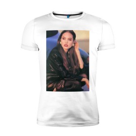 Мужская футболка премиум с принтом Анджелина Джоли в Петрозаводске, 92% хлопок, 8% лайкра | приталенный силуэт, круглый вырез ворота, длина до линии бедра, короткий рукав | актриса | анджелина | голливуд | джоли | знаменитости | миссис смит
