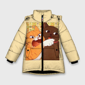 Зимняя куртка для девочек 3D с принтом Woman yelling at Cat meme в Петрозаводске, ткань верха — 100% полиэстер; подклад — 100% полиэстер, утеплитель — 100% полиэстер. | длина ниже бедра, удлиненная спинка, воротник стойка и отстегивающийся капюшон. Есть боковые карманы с листочкой на кнопках, утяжки по низу изделия и внутренний карман на молнии. 

Предусмотрены светоотражающий принт на спинке, радужный светоотражающий элемент на пуллере молнии и на резинке для утяжки. | Тематика изображения на принте: at | cat | mem | meme | mems | woman | yelling | мем | мемы