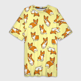 Платье-футболка 3D с принтом Корги в Петрозаводске,  |  | corgi | dog | dogs | корги | мило | собаки | собачки