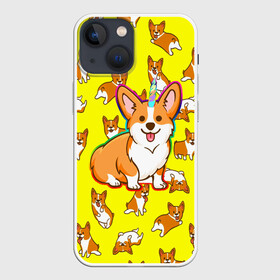 Чехол для iPhone 13 mini с принтом Corgi в Петрозаводске,  |  | corgi | dog | dogs | волшебство | единорог | корги | мило | радуга | собаки | собачки