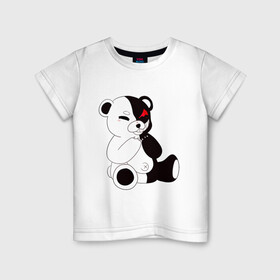 Детская футболка хлопок с принтом Monokuma в Петрозаводске, 100% хлопок | круглый вырез горловины, полуприлегающий силуэт, длина до линии бедер | danganronpa | eye | monokuma | аватар | антагонист | глаз | игрушка | медведь | монокума | мягкая | панда | робот