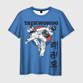 Мужская футболка 3D с принтом Taekwondo в Петрозаводске, 100% полиэфир | прямой крой, круглый вырез горловины, длина до линии бедер | taekwondo | восточные единоборства | единоборства | теквондо | тхэквондо | тэквондо