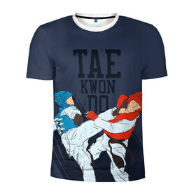 Мужская футболка 3D спортивная с принтом Taekwondo в Петрозаводске, 100% полиэстер с улучшенными характеристиками | приталенный силуэт, круглая горловина, широкие плечи, сужается к линии бедра | taekwondo | восточные единоборства | единоборства | теквондо | тхэквондо | тэквондо
