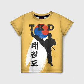 Детская футболка 3D с принтом TKD в Петрозаводске, 100% гипоаллергенный полиэфир | прямой крой, круглый вырез горловины, длина до линии бедер, чуть спущенное плечо, ткань немного тянется | taekwondo | восточные единоборства | единоборства | теквондо | тхэквондо | тэквондо