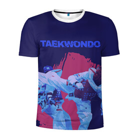 Мужская футболка 3D спортивная с принтом Taekwondo в Петрозаводске, 100% полиэстер с улучшенными характеристиками | приталенный силуэт, круглая горловина, широкие плечи, сужается к линии бедра | taekwondo | восточные единоборства | единоборства | теквондо | тхэквондо | тэквондо