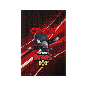 Обложка для паспорта матовая кожа с принтом BRAWL STARS CROW в Петрозаводске, натуральная матовая кожа | размер 19,3 х 13,7 см; прозрачные пластиковые крепления | Тематика изображения на принте: bibi | brawl stars | crow | el brown | leon | leon shark | max | sally leon | shark | stars | акула | биби | ворон | леон