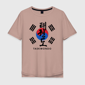Мужская футболка хлопок Oversize с принтом Taekwondo в Петрозаводске, 100% хлопок | свободный крой, круглый ворот, “спинка” длиннее передней части | taekwondo | восточные единоборства | единоборства | теквондо | тхэквондо | тэквондо