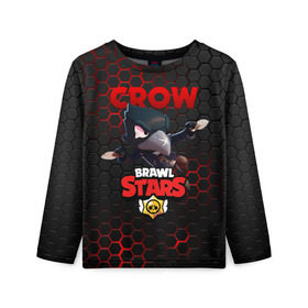 Детский лонгслив 3D с принтом BRAWL STARS CROW в Петрозаводске, 100% полиэстер | длинные рукава, круглый вырез горловины, полуприлегающий силуэт
 | bibi | brawl stars | crow | el brown | leon | leon shark | max | sally leon | shark | stars | акула | биби | ворон | леон