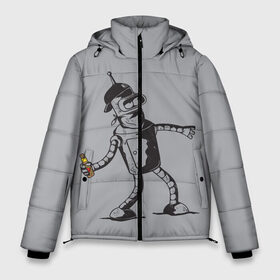 Мужская зимняя куртка 3D с принтом Futurama Bender Banksy в Петрозаводске, верх — 100% полиэстер; подкладка — 100% полиэстер; утеплитель — 100% полиэстер | длина ниже бедра, свободный силуэт Оверсайз. Есть воротник-стойка, отстегивающийся капюшон и ветрозащитная планка. 

Боковые карманы с листочкой на кнопках и внутренний карман на молнии. | bender | express | fry | futurama | future | leela | philip | planet | turanga | zoidberg | бендер | будущее | джей | зойдберг | лила | родригес | сгибальщик | туранга | филип | фрай | футурама