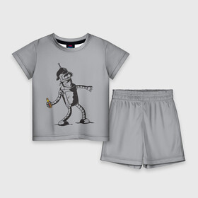 Детский костюм с шортами 3D с принтом Futurama. Bender Banksy в Петрозаводске,  |  | bender | express | fry | futurama | future | leela | philip | planet | turanga | zoidberg | бендер | будущее | джей | зойдберг | лила | родригес | сгибальщик | туранга | филип | фрай | футурама