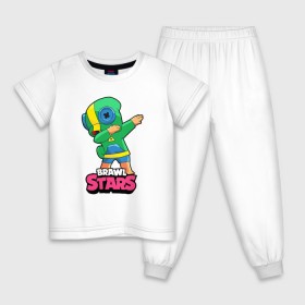 Детская пижама хлопок с принтом Brawl Stars Leon, Dab в Петрозаводске, 100% хлопок |  брюки и футболка прямого кроя, без карманов, на брюках мягкая резинка на поясе и по низу штанин
 | Тематика изображения на принте: 