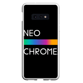 Чехол для Samsung S10E с принтом NEO CHROME в Петрозаводске, Силикон | Область печати: задняя сторона чехла, без боковых панелей | Тематика изображения на принте: rgb | контрастный | круг | металл | мудрость | мысль | надпись | палитра | радуга | радужный | символ | сфера | текст | фраза | цветной | яркий