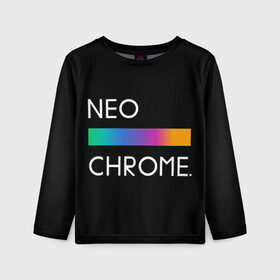 Детский лонгслив 3D с принтом NEO CHROME в Петрозаводске, 100% полиэстер | длинные рукава, круглый вырез горловины, полуприлегающий силуэт
 | Тематика изображения на принте: rgb | контрастный | круг | металл | мудрость | мысль | надпись | палитра | радуга | радужный | символ | сфера | текст | фраза | цветной | яркий