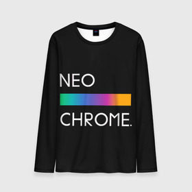 Мужской лонгслив 3D с принтом NEO CHROME в Петрозаводске, 100% полиэстер | длинные рукава, круглый вырез горловины, полуприлегающий силуэт | Тематика изображения на принте: rgb | контрастный | круг | металл | мудрость | мысль | надпись | палитра | радуга | радужный | символ | сфера | текст | фраза | цветной | яркий