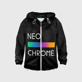 Детская ветровка 3D с принтом NEO CHROME в Петрозаводске, 100% полиэстер | подол и капюшон оформлены резинкой с фиксаторами, по бокам два кармана без застежек, один потайной карман на груди | Тематика изображения на принте: rgb | контрастный | круг | металл | мудрость | мысль | надпись | палитра | радуга | радужный | символ | сфера | текст | фраза | цветной | яркий