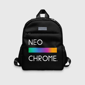 Детский рюкзак 3D с принтом NEO CHROME в Петрозаводске, 100% полиэстер | лямки с регулируемой длиной, сверху петелька, чтобы рюкзак можно было повесить на вешалку. Основное отделение закрывается на молнию, как и внешний карман. Внутри дополнительный карман. По бокам два дополнительных кармашка | Тематика изображения на принте: rgb | контрастный | круг | металл | мудрость | мысль | надпись | палитра | радуга | радужный | символ | сфера | текст | фраза | цветной | яркий