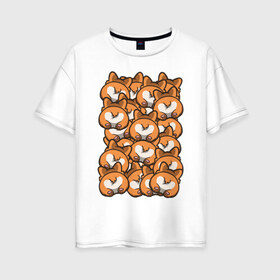 Женская футболка хлопок Oversize с принтом Попки Корги в Петрозаводске, 100% хлопок | свободный крой, круглый ворот, спущенный рукав, длина до линии бедер
 | корги | попки корги | собаки