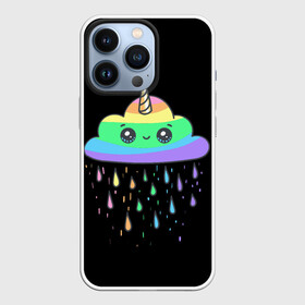 Чехол для iPhone 13 Pro с принтом радужный единорог в Петрозаводске,  |  | Тематика изображения на принте: like | likee | rainbow | единорог | лайк | облоко | радужный единорог | тучка