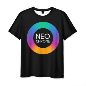 Мужская футболка 3D с принтом NEO CHROME в Петрозаводске, 100% полиэфир | прямой крой, круглый вырез горловины, длина до линии бедер | контрастный | металл | радуга | радужный | цветной | яркий